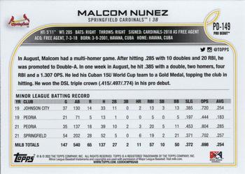 2022 Topps Pro Debut #PD-149 Malcom Nunez Back
