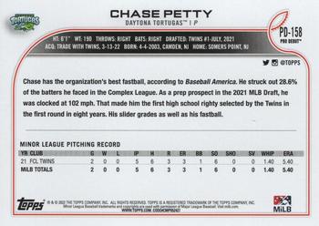 2022 Topps Pro Debut #PD-158 Chase Petty Back