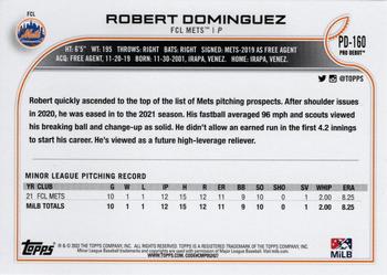 2022 Topps Pro Debut #PD-160 Robert Dominguez Back