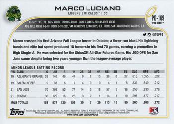 2022 Topps Pro Debut #PD-169 Marco Luciano Back
