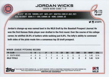 2022 Topps Pro Debut #PD-173 Jordan Wicks Back