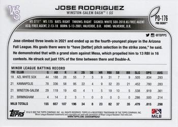 2022 Topps Pro Debut #PD-176 Jose Rodriguez Back