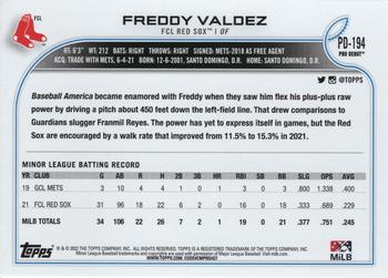 2022 Topps Pro Debut #PD-194 Freddy Valdez Back
