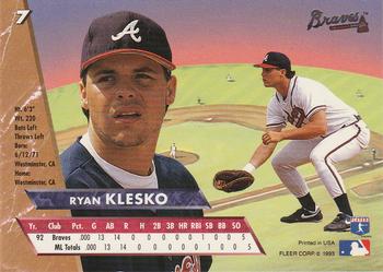 1993 Ultra #7 Ryan Klesko Back