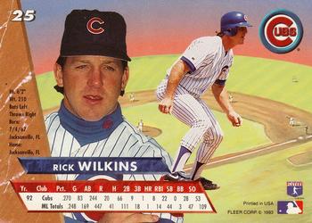 1993 Ultra #25 Rick Wilkins Back