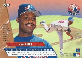 1993 Ultra #68 Ken Hill Back