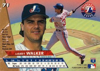 1993 Ultra #71 Larry Walker Back
