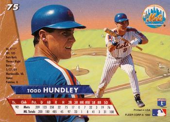 1993 Ultra #75 Todd Hundley Back
