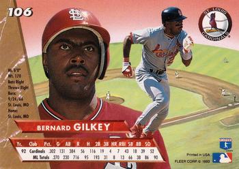1993 Ultra #106 Bernard Gilkey Back