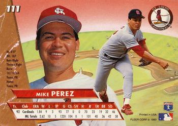 1993 Ultra #111 Mike Perez Back