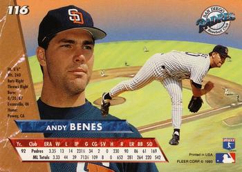 1993 Ultra #116 Andy Benes Back