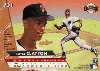 1993 Ultra #131 Royce Clayton Back