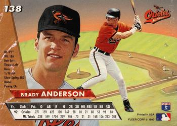 1993 Ultra #138 Brady Anderson Back