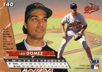 1993 Ultra #140 Leo Gomez Back