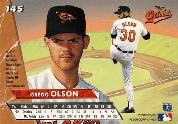 1993 Ultra #145 Gregg Olson Back