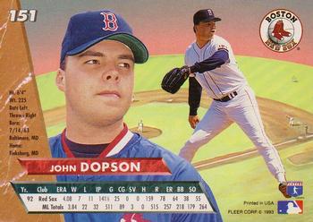 1993 Ultra #151 John Dopson Back