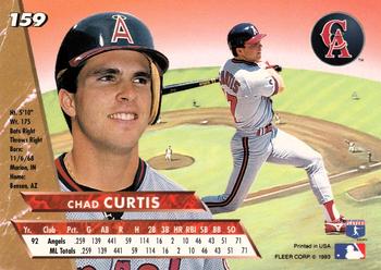 1993 Ultra #159 Chad Curtis Back