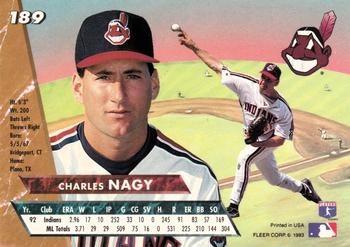 1993 Ultra #189 Charles Nagy Back