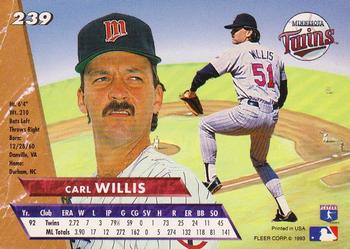 1993 Ultra #239 Carl Willis Back