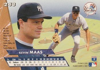 1993 Ultra #243 Kevin Maas Back