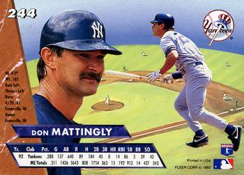 1993 Ultra #244 Don Mattingly Back