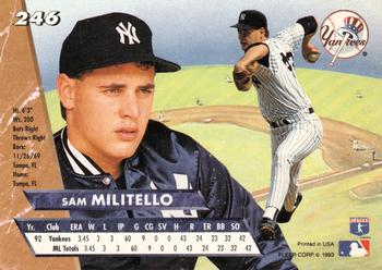 1993 Ultra #246 Sam Militello Back