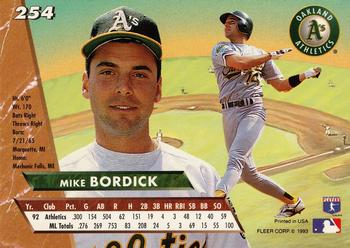 1993 Ultra #254 Mike Bordick Back