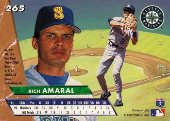 1993 Ultra #265 Rich Amaral Back