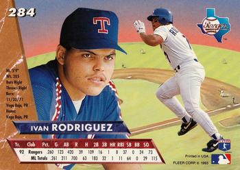 1993 Ultra #284 Ivan Rodriguez Back