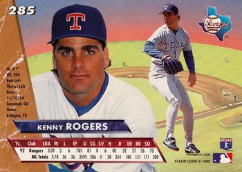 1993 Ultra #285 Kenny Rogers Back