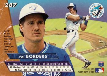 1993 Ultra #287 Pat Borders Back