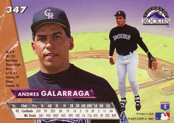 1993 Ultra #347 Andres Galarraga Back