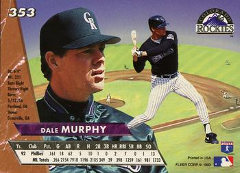 1993 Ultra #353 Dale Murphy Back