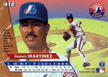 1993 Ultra #418 Dennis Martinez Back