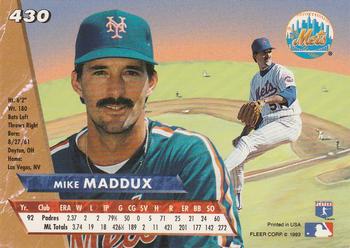 1993 Ultra #430 Mike Maddux Back