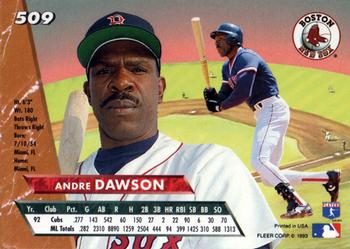 1993 Ultra #509 Andre Dawson Back