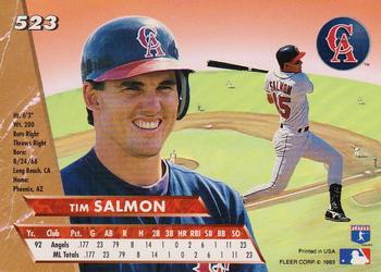 1993 Ultra #523 Tim Salmon Back