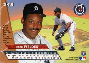 1993 Ultra #548 Cecil Fielder Back