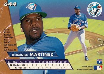 1993 Ultra #644 Domingo Martinez Back