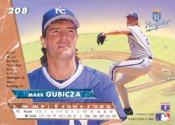 1993 Ultra #208 Mark Gubicza Back