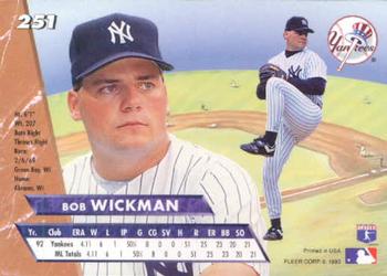 1993 Ultra #251 Bob Wickman Back