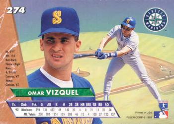 1993 Ultra #274 Omar Vizquel Back