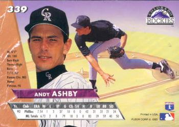 1993 Ultra #339 Andy Ashby Back