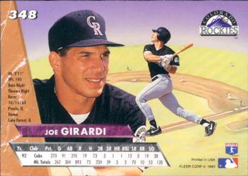 1993 Ultra #348 Joe Girardi Back