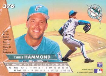 1993 Ultra #376 Chris Hammond Back