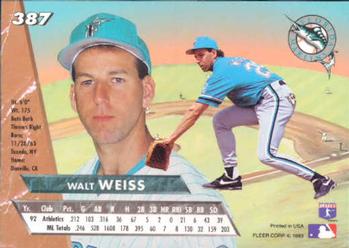 1993 Ultra #387 Walt Weiss Back