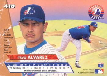 1993 Ultra #410 Tavo Alvarez Back