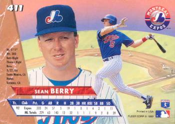 1993 Ultra #411 Sean Berry Back