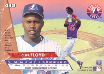 1993 Ultra #413 Cliff Floyd Back