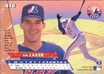 1993 Ultra #416 Tim Laker Back